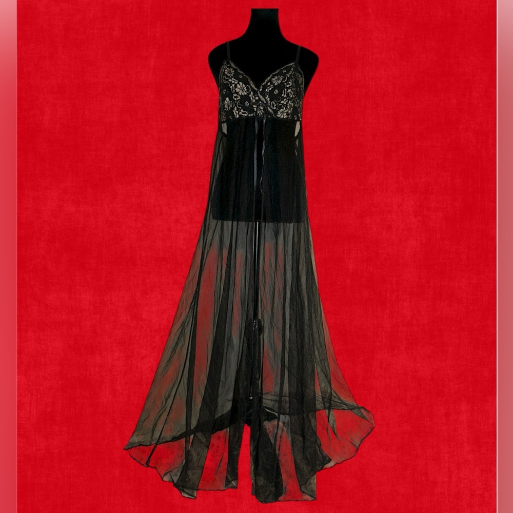 Vintage Petra Fashions super sexy lingerie nightgown sheer body lacy bodice